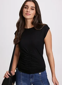 Shirred Solid T-Shirt