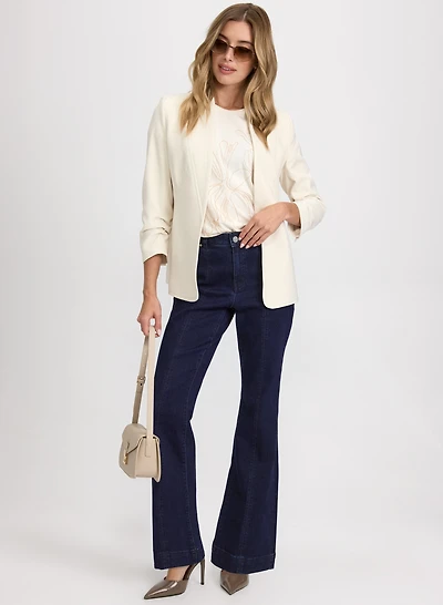 Blazer en twill et jean à jambe large