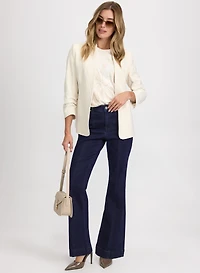 Blazer en twill et jean à jambe large