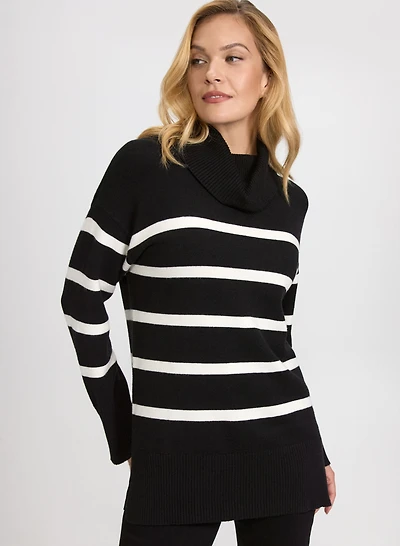 Stripe Turtleneck Sweater