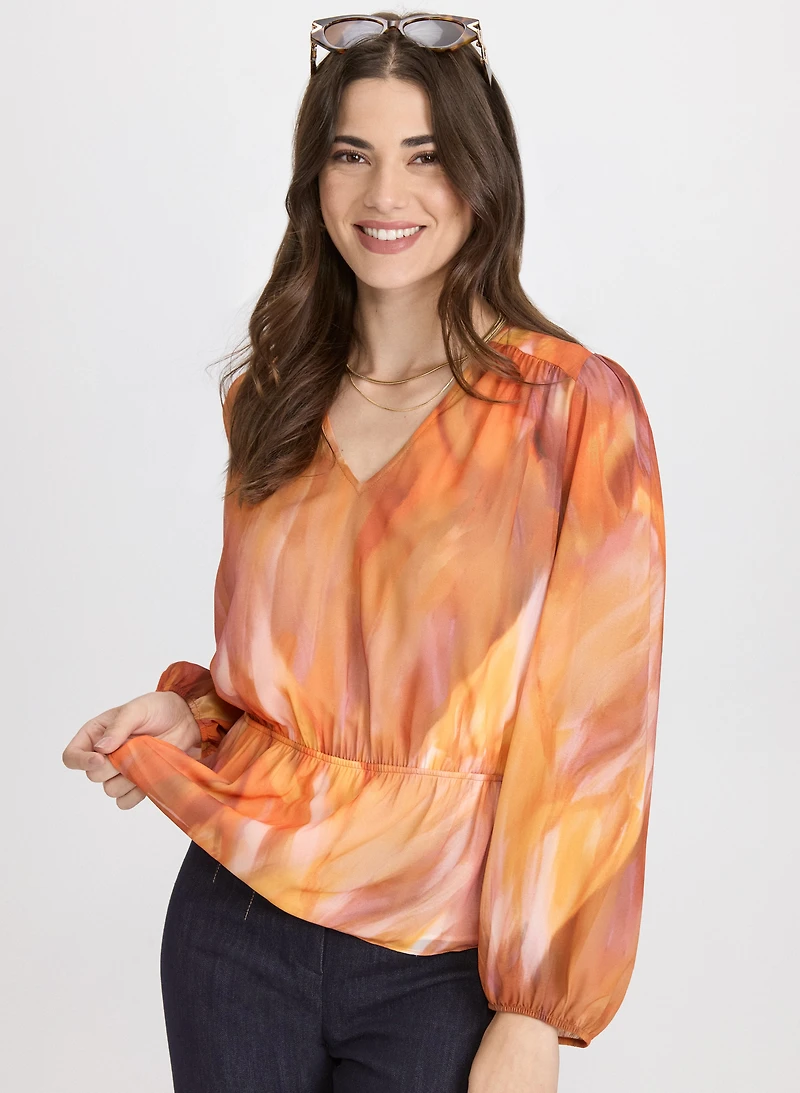 Blouse abstraite à taille élastique