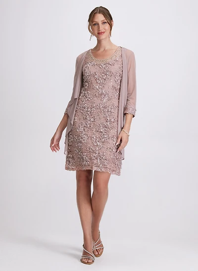 Soutache Embroidered Dress & Jacket Set
