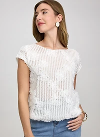 Haut en crochet à empiècements de fleurs