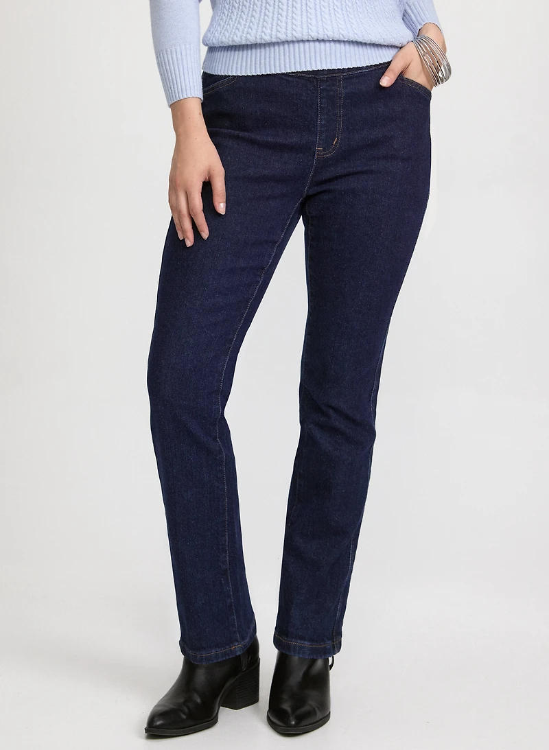 Pull-On Straight-Leg Jeans
