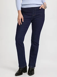 Pull-On Straight-Leg Jeans