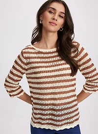 Striped Open Weave Sweater