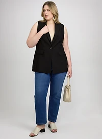 Belted Longline Vest & Straight-Leg Jeans