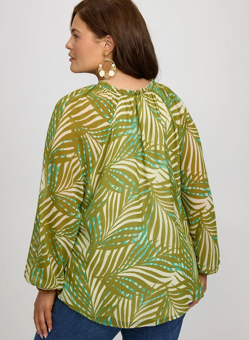 Melanie Lyne - Frilled Palm Print Blouse