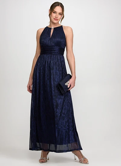 Pleated Metallic Dress