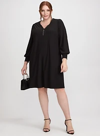 Rhinestone Half-Zip Dress