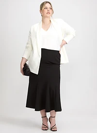 Shawl Collar Blazer & Godet Insert Skirt