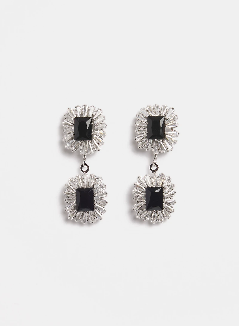 Two-Tier Crystal Earrings