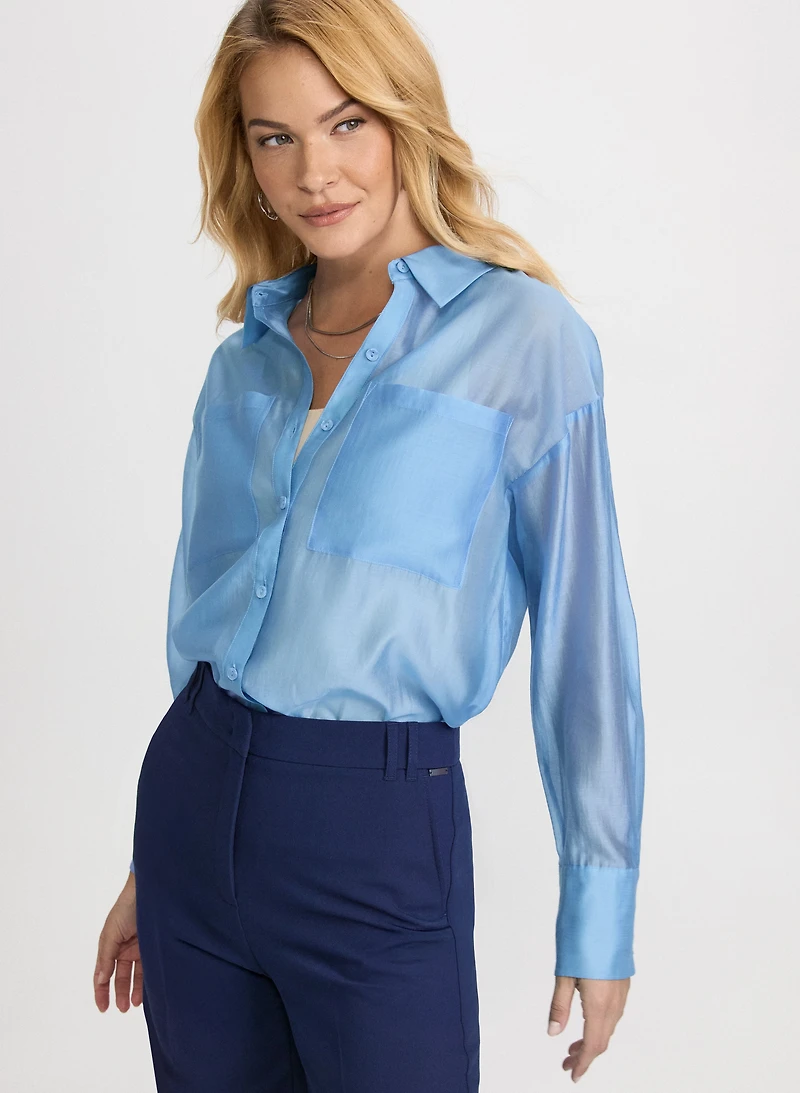 Satin Button-Down Blouse