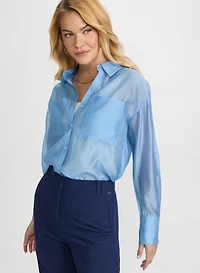 Satin Button-Down Blouse