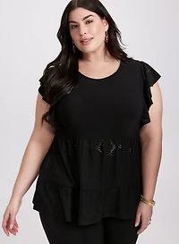Peplum Eyelet Top