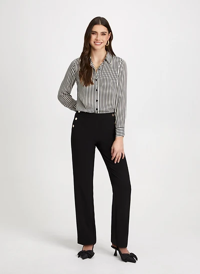 Stripe Print Shirt & Straight Leg Pants