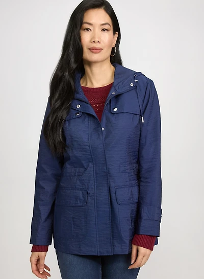 Crinkle Zip Rain Coat