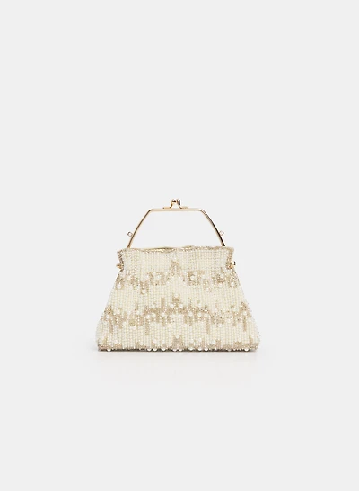 Pearl Embellished Box Clutch