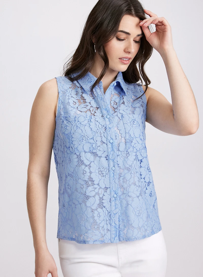 Blouse en dentelle sans manches