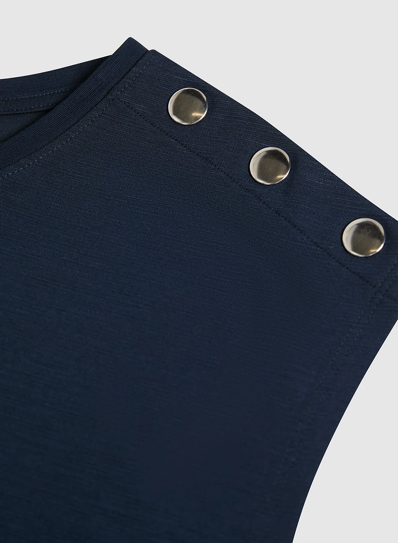 T-shirt à boutons métalliques