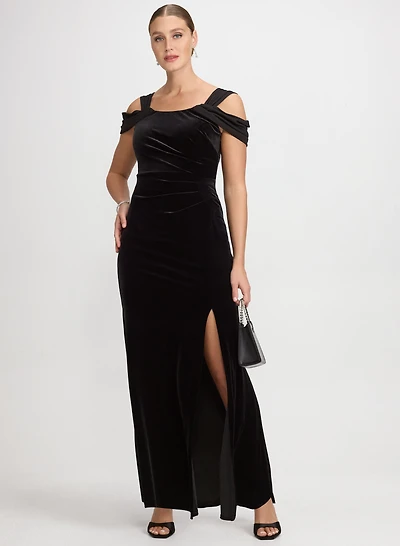 Velvet Cold-Shoulder Dress