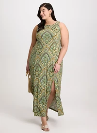 Robe paisley à fente avant