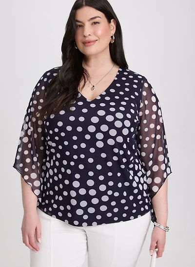 Mesh Polka Dot Top