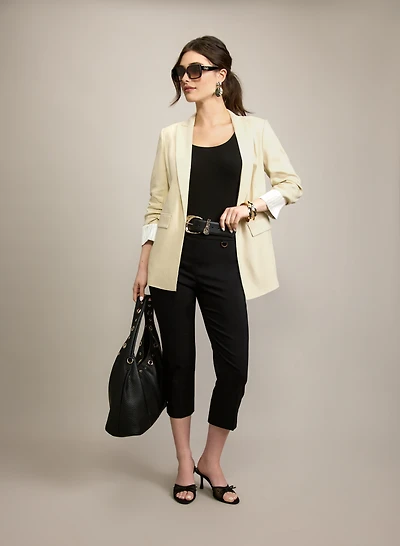 Linen-Blend Blazer & Pull-On Bengaline Capris