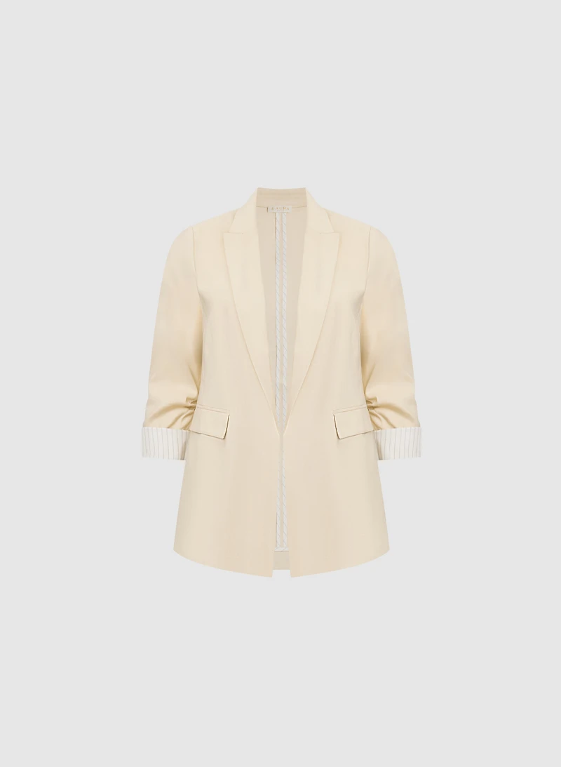 Blazer à manches 3/4 en mélange de lin