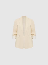 Blazer à manches 3/4 en mélange de lin