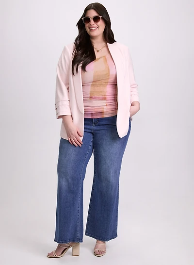 Open Twill Jacket & High-Rise Flare Leg Jeans