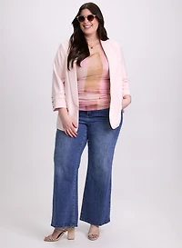 Open Twill Jacket & High-Rise Flare Leg Jeans