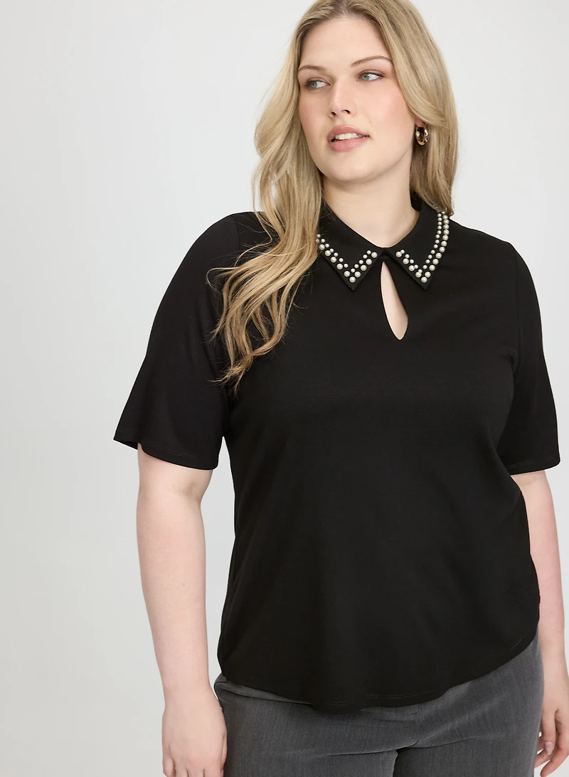 Pearl Collar Top