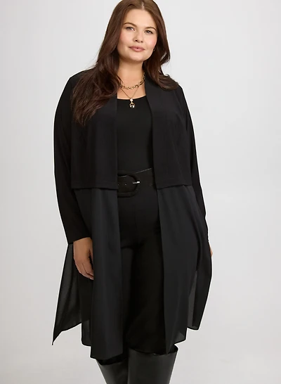 Chiffon Panel Cardigan
