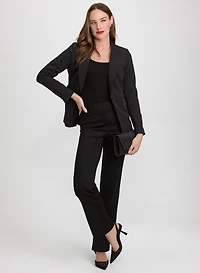 Stud Embellished Blazer & Semi Flare-Leg Pants