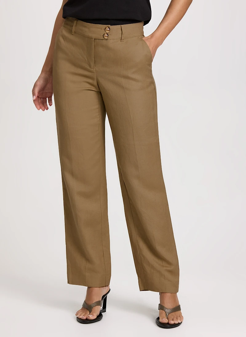Pantalon droit mélange de lin à coupe Moderne