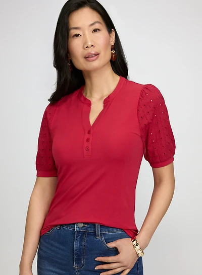 Embroidered Sleeve T-Shirt