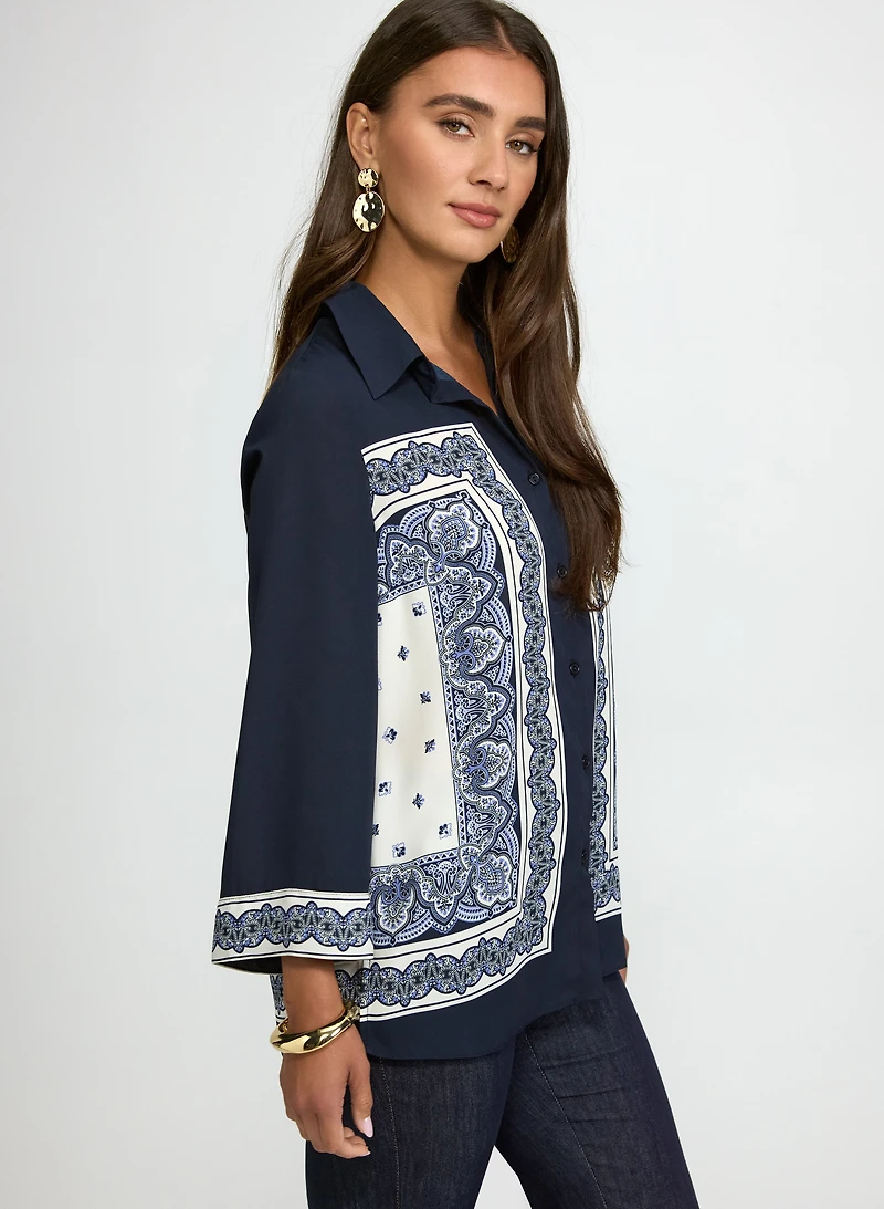 Paisley Button-Down Blouse