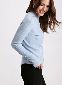 Rhinestone Embellished Ribbed Knit Sweater