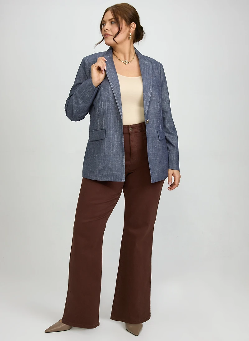 Blazer à bouton unique et jean semi-évasé