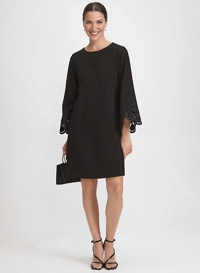 Robe droite à manches brodées