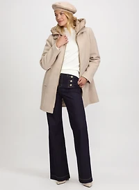Stretch Wool Blend Coat & Olivia Denim Wide-Leg Pants