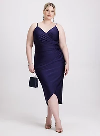 Sleeveless Ruched Wrap-Over Dress