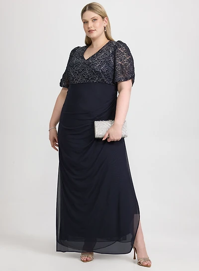 Embroidered Lace Bodice Dress