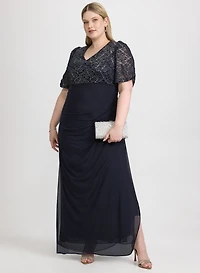 Embroidered Lace Bodice Dress