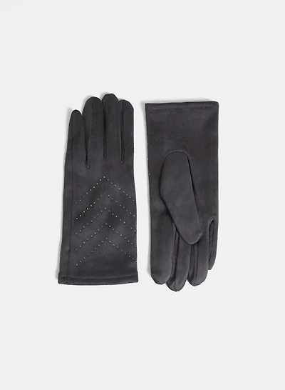 Gants en faux suède à pierres