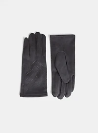 Gants en faux suède à pierres