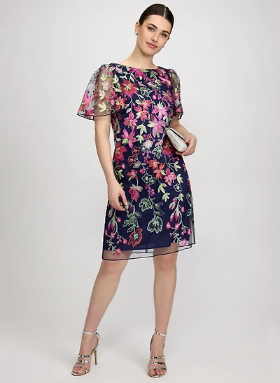 Floral Embroidered Mesh Dress