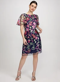 Floral Embroidered Mesh Dress