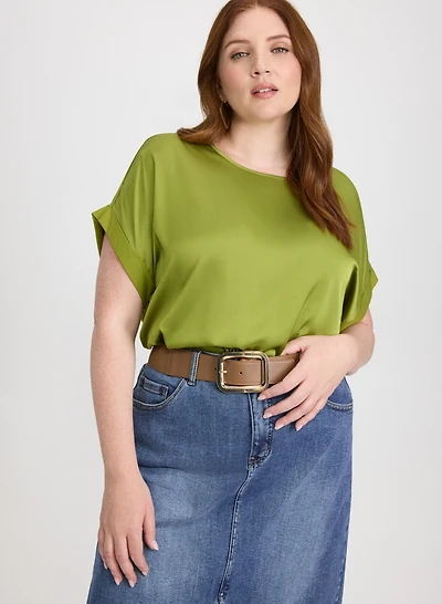 Haut en satin à encolure dégagée